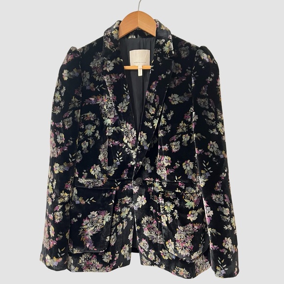 Rebecca Taylor Jackets & Blazers - Rebecca Taylor Floral Print Velvet Silk Blend Blazer US6 ($550) Runs small